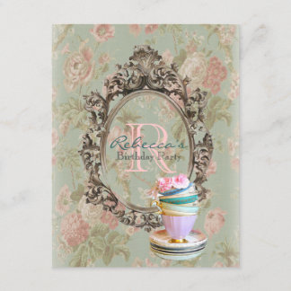 Convites tea party floral do inglês do cupcake do victorian