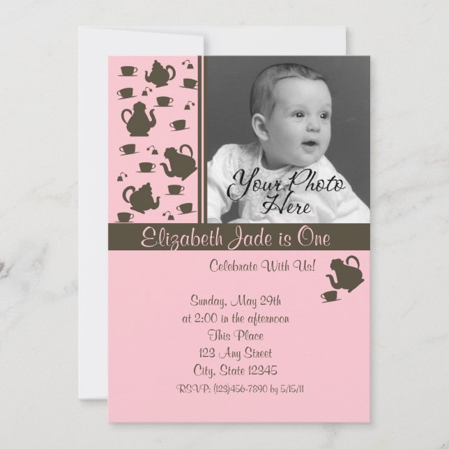 Convites Tea Party/ Foto (Frente)