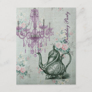 Convites tea party francês do aniversário do jardim do pa