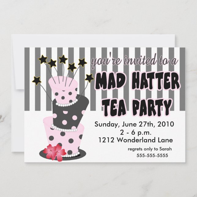 Convites Tea party louco do Hatter (Frente)