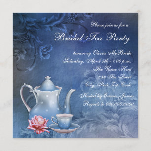 Convites Tea party nupcial azul