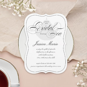 Convites Tea party nupcial elegante em preto & no branco