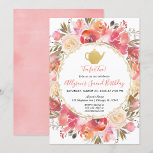 Convites Tea Party - segundo aniversário convidada para do