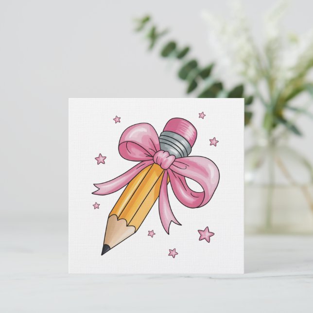 Convites Teacher Bow Pencil Teaching Life Appreciation Gift (Em pé/Frente)