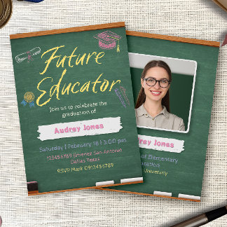 Convites Teacher Graduation Invitation with Photo