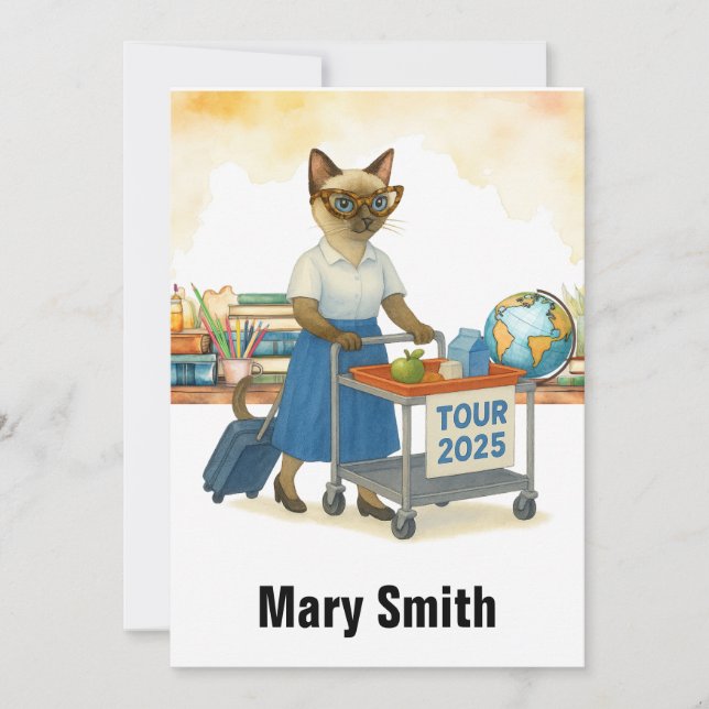 Convites Teacher  retirement 2025 for cat lovers (Frente)