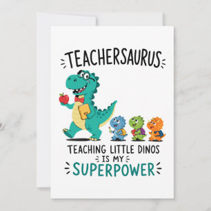 Convites Teachersaurus humor de professor com pequenos dino