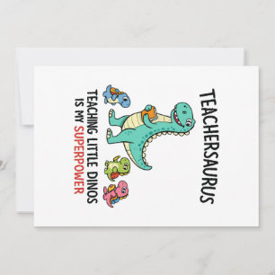 Convites Teachersaurus humor de professor com pequenos dino