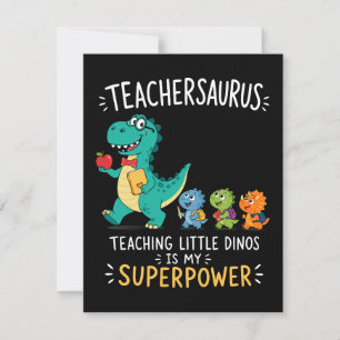 Convites Teachersaurus humor de professor com pequenos dino
