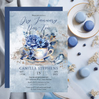 Teacup Floral De Inverno Seco Janeiro Par-Tea