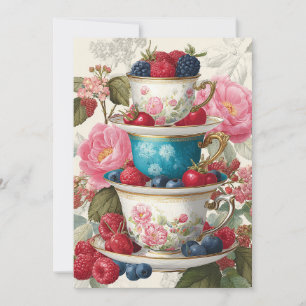 Convites Teacup Whimsy   Berry Delight