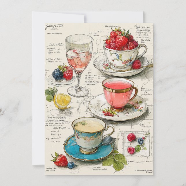 Convites Teacup Whimsy | Sips Whimsical (Frente)