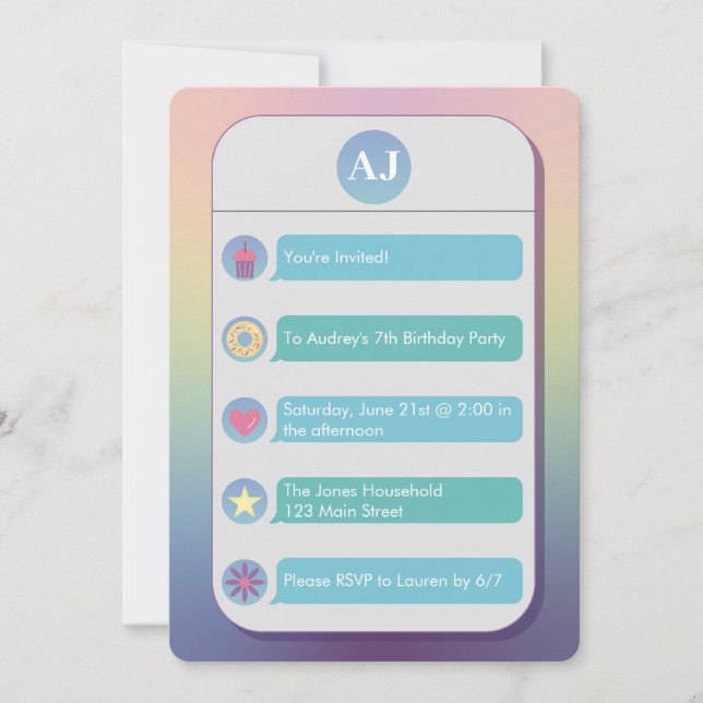 Convites Teal and Blue Cell Phone Kid's Birthday Party (Frente)