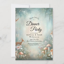 Convites Teal and Peach Enchanted Forest Home Dinner Party