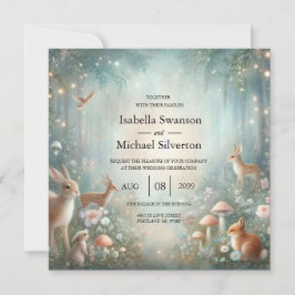 Convites Teal and Peach Enchanted Forest Wedding