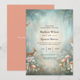 Convites Teal and Peach Enchanted Forest Wedding