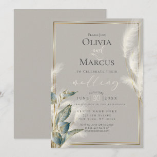 Convites Teal Anthurium e Pampas de Featheria