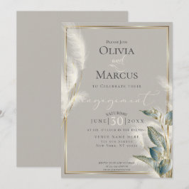 Convites Teal Anthurium Feathery Pampas Noivado Grass