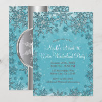 Teal Aqua Snowflakes, Winter Wonderland Party