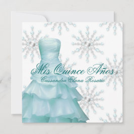 Convites Teal Azul Inverno Quinceanera Magico