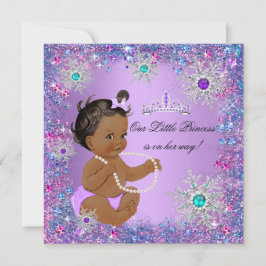 Convites Teal Azul Púrpura Rosa Princesa Chá de fraldas Étn