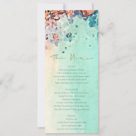 Convites Teal Beach Sand Rock Weding Details Menu