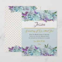 Convites Teal Blue Buquê Weding Suite Be My Bridesmaid