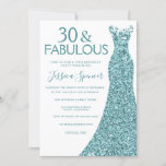 Convites Teal Blue Green Glitter aniversário de 30 anos<br><div class="desc">Variações de aniversário de 30 anos de Convite de festas de de Vestido Verde Azul Teal para o convite e itens correspondentes em nossa loja</div>