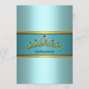 Convites Teal Blue Princess Quinceanera Invants