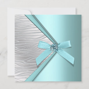 Convites Teal Blue Silver Zebra Modelo