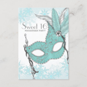 Convites Teal Blue Snowflake Doce 16 Partido Mascarada