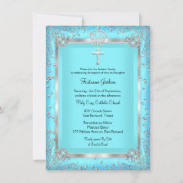 Convites Teal Blue Sparkle Foto Baptism Christening