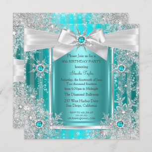 Convites Teal Blue Winter Wonderland Snowflaver Arco pratea