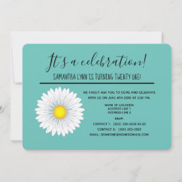 Convites Teal Bonito Festa de Pequena Daisy aniversário de