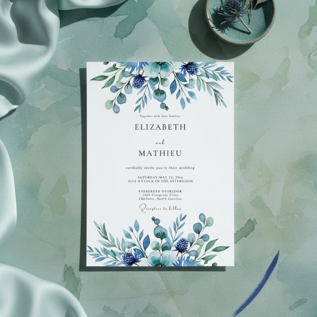 Convites Teal Botanical Whimsy Wedding (Criador carregado)