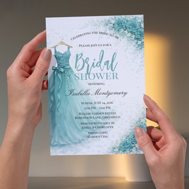 Convites Teal Bridesmaid Dress Bridal Shower (Teal Bridesmaid Dress Bridal Shower Invitations)