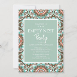 Convites Teal Brown Mandela Pattern Vazio Nest Party