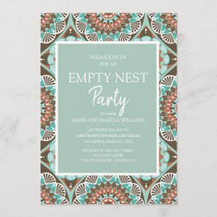 Convites Teal Brown Mandela Pattern Vazio Nest Party