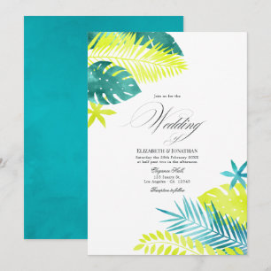 Convites Teal - Casamento Tropical de Turquesa e Lemon