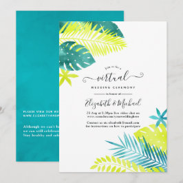 Convites Teal - Casamento Virtual Tropical Turquoise & Lemo
