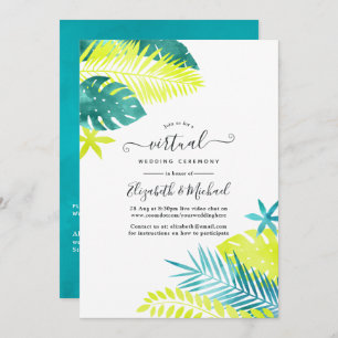 Convites Teal - Casamento Virtual Tropical Turquoise & Lemo
