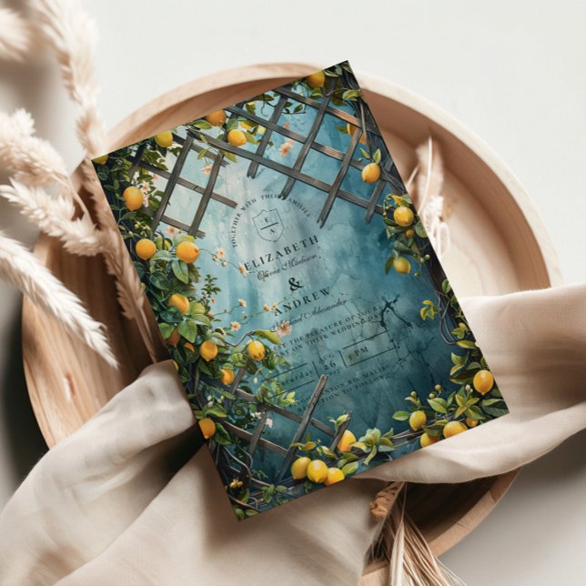 Convites Teal Citrus Blossom Garden Wedding (Criador carregado)