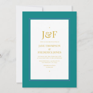 Convites Teal da Tipografia Trendy, Casamento Roxo e Dourad