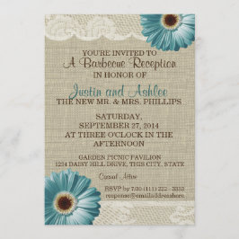 Convites Teal Daisy e Recepção de casamento de CHURRASCO Bu