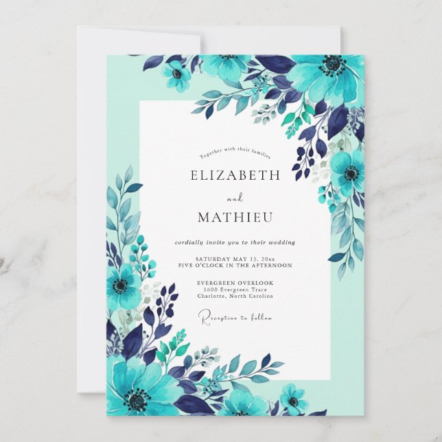Convites Teal Dazzling Summer Wedding (Frente)