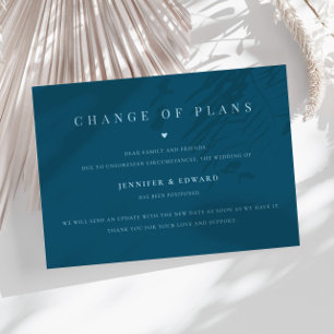Convites Teal de Adiamento de Casamento Minimalista