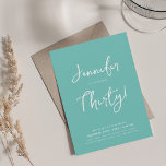 Convites Teal de aniversário de 30 anos mínimo moderno<br><div class="desc">Um elegante design de convite de festas com tipografia moderna e texto personalizado.</div>
