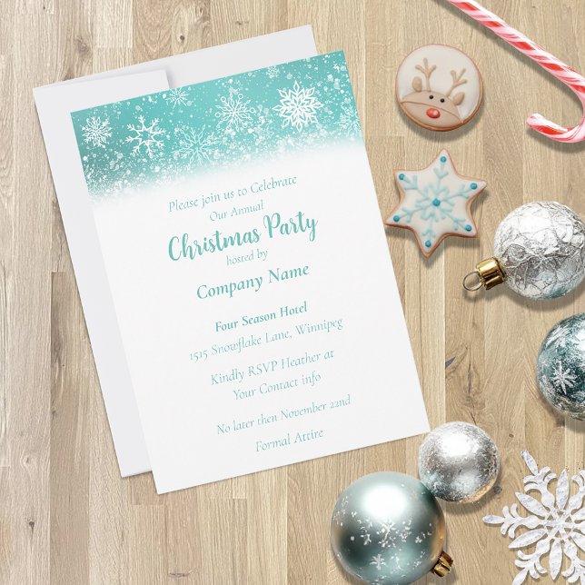 Convites Teal dos Flocos de Neve de Natal (Criador carregado)