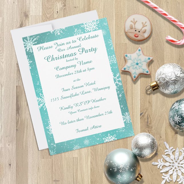 Convites Teal dos Flocos de Neve de Natal (Criador carregado)