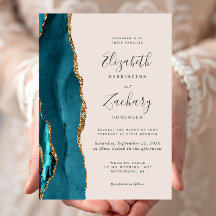 Teal Dourado Agate Beige Wedding